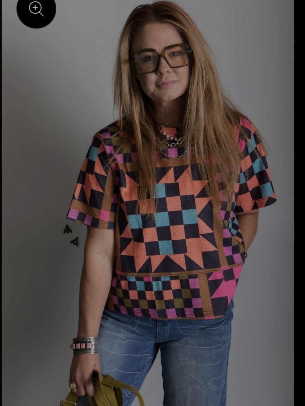 2 Fly Co. NWT SEW IT GOES *RANCH HOUSE QUILT Print Boxy Short Sleeve Top